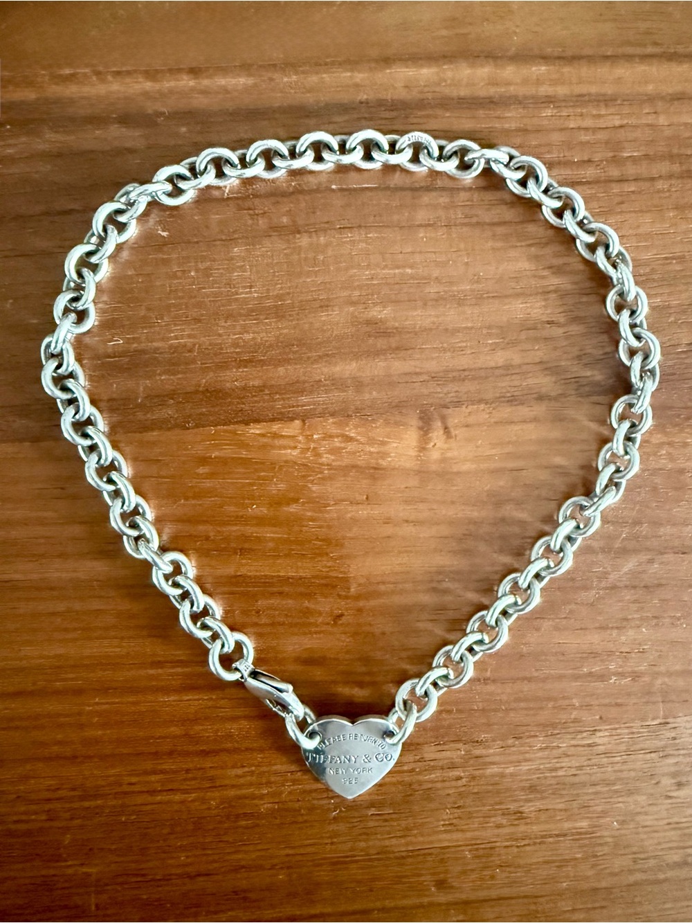 Tiffany & Co. Silver Heart Tag Chunky Link Choker